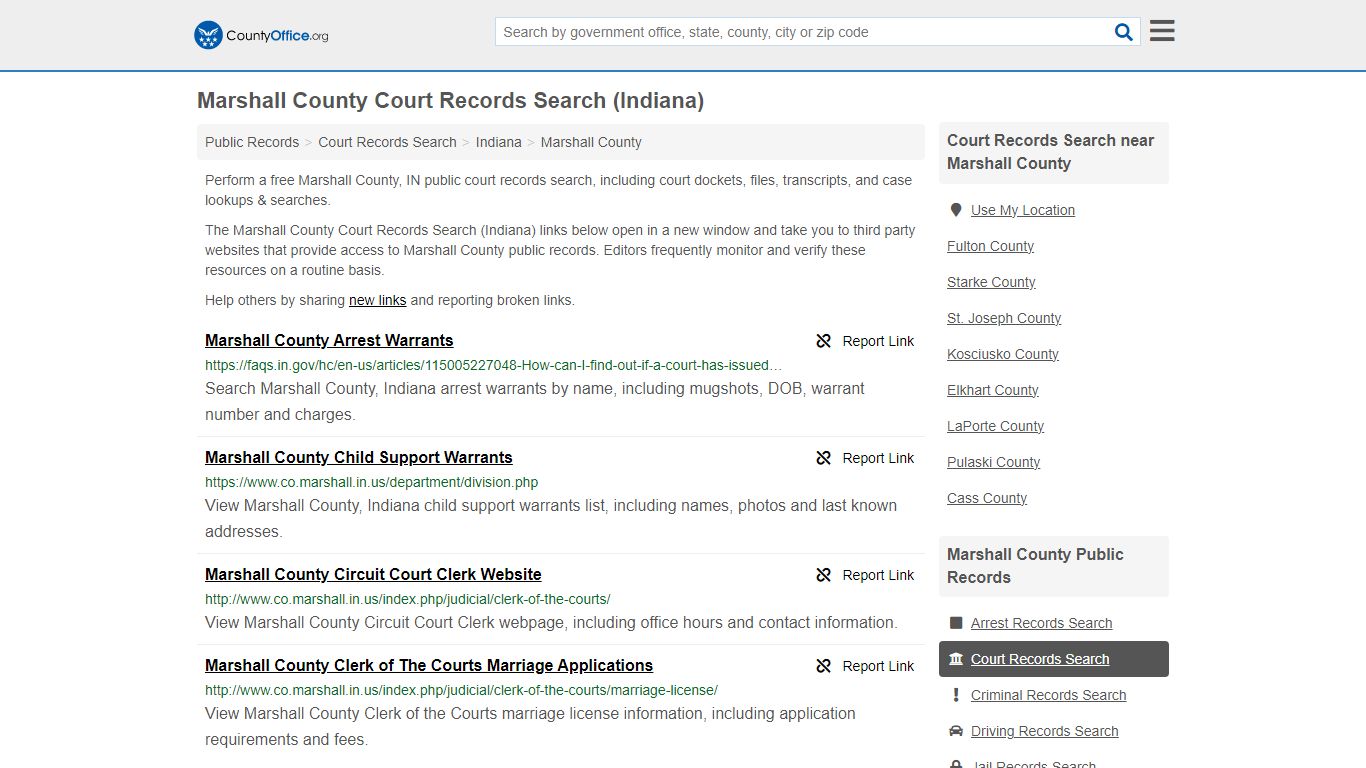 Marshall County Court Records Search (Indiana) - County Office